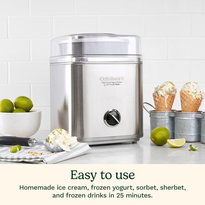 Ice Cream Maker Machine, 1.5 Quart Sorbet, Frozen Yogurt Maker, Double Insulated, White, ICE-21P1