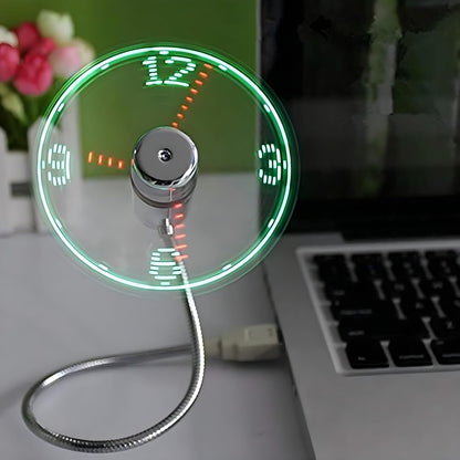 LED USB Clock Fan with Real Time Display Function,Stocking Stuffers for Men Christmas Gadgets,1 Year Warranty (Clock