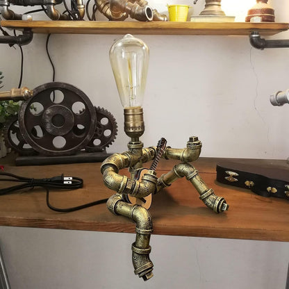 Music Guitar Table Lamp,Guitar Stuff,Cool Gifts for Music/Guitar Lovers,Players for Men Gift,Steampunk Lamp,Metallica (Bronze/With Guitar + Lights)