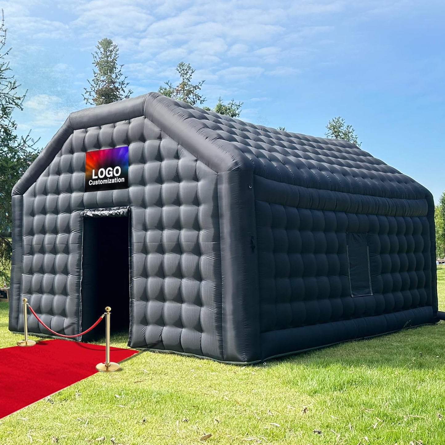 Large Black Inflatable Night Club 20X16.5X12Ft Disco Cube Gazebo Event House with Logo Area Portable Inflatable Party Tent for Birthday, School Events, Back Yard Party, Rental Business