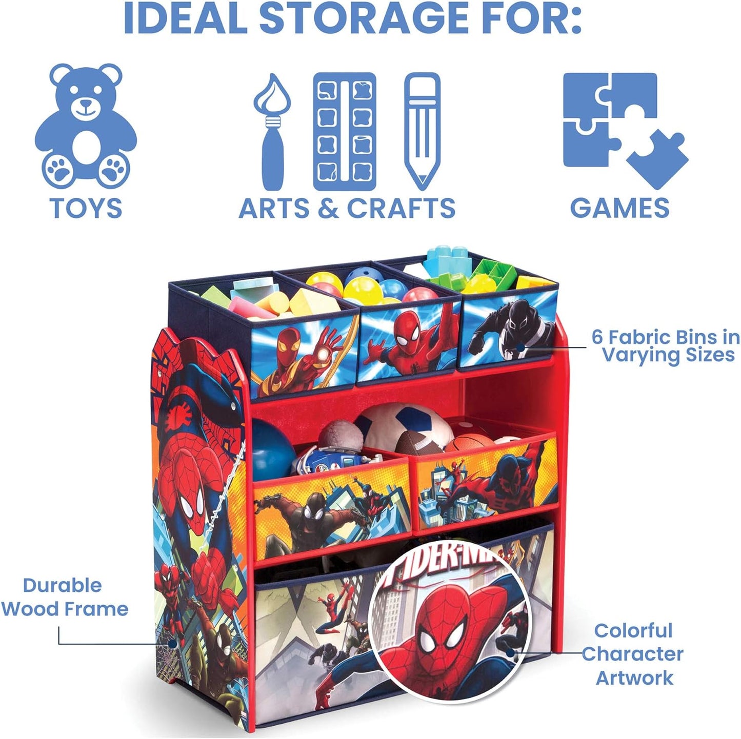 Multi-Bin Toy Organizer, Marvel Spider Man