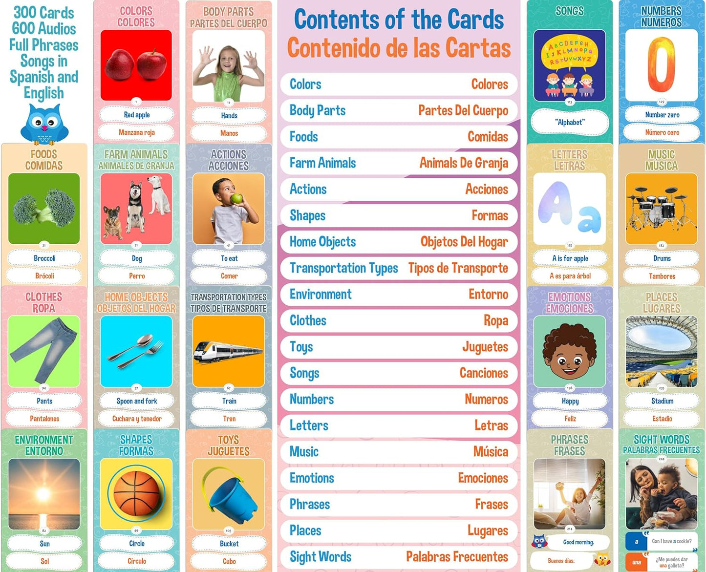 Bilingual Talking Flash Cards for Toddlers: Engaging Toddler Learning Activities - 300 English & Spanish Cards, Juguetes Para Niñas Y Niños