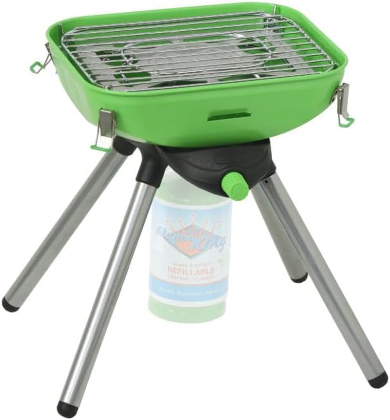 YSNVT-301 Multi-Function Portable Propane BBQ Grill Camp Stove, 8000 BTU 9.5 X 12 Inch Cooking Surface, Light Green/Black