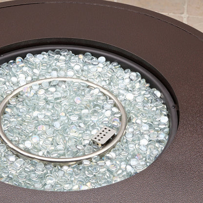 Colebrooke 37" round 50,000 BTU Propane Gas Fire Pit Table with Glass Beads, Metal Lid and Protective Cover - Design By Technique